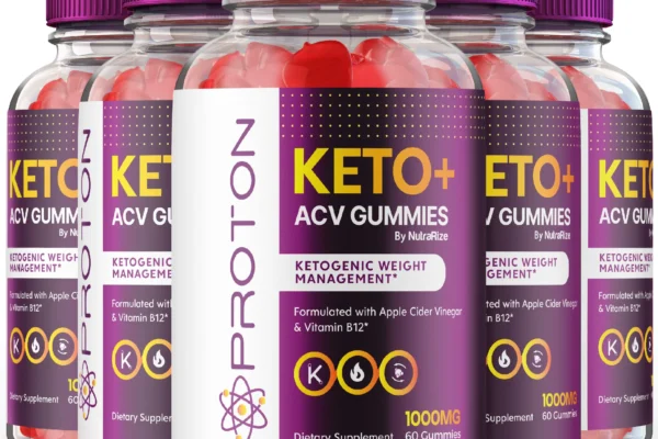 Proton Keto ACV Gummies with Apple Cider Vinegar and Vitamin B12, 1000mg, 60-count bottles for ketogenic weight management.