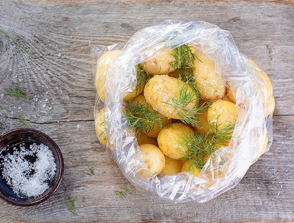 Terinex Microwave Steam Bag With Potatoes In It