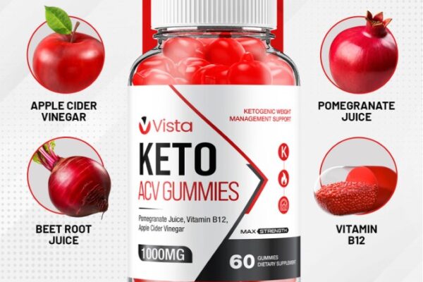 Vista Keto ACV Gummies Bottle with Ingredients Mentioned On Sides