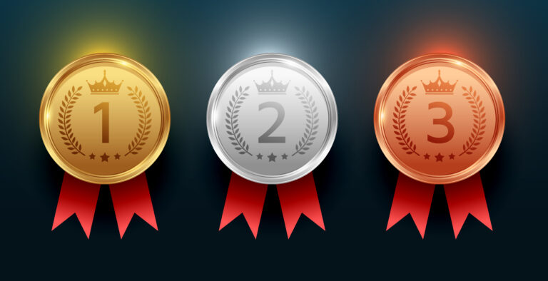 set of gold, silver and bronze winning numbers medal design vector Rub Ranking
