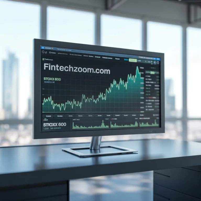 Dashboard interface of FintechZoom.com showcasing real-time Stoxx 600 market data and investment tools for informed decision-making