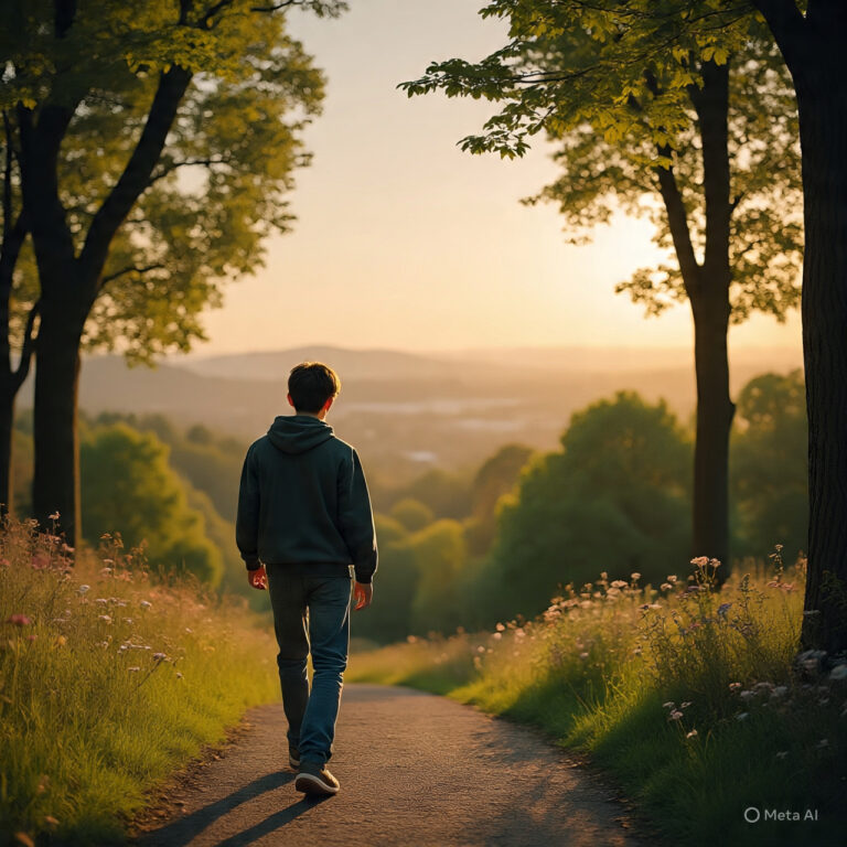 Portrait of a teenage boy symbolizing Thomas Boone Quaid, son of Dennis Quaid, walking outdoors in a calm, thoughtful setting — representing privacy, resilience, and the journey of a celebrity child.