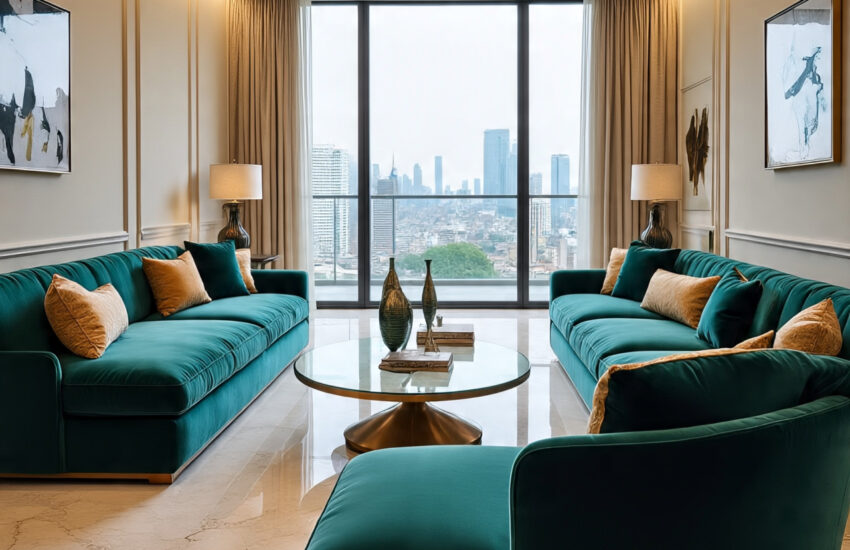 Modern luxury interior living room with designer furniture, elegant lighting, and rich color palettes — featured on LuxuryInteriors.org for high-end interior design inspiration.