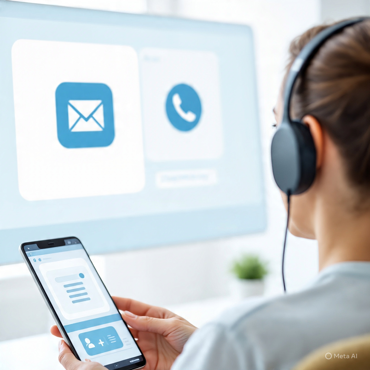 User Contact DrHomeycomfor support through mobile and laptop, with icons for chat, email, and phone support — representing fast and reliable telehealth assistance.